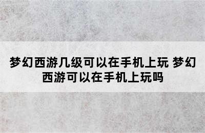 梦幻西游几级可以在手机上玩 梦幻西游可以在手机上玩吗